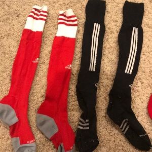 Black and red adidas soccer socks